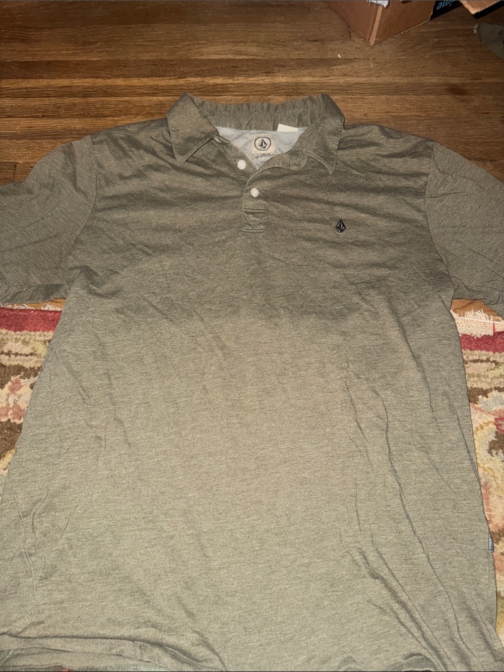 Volcom Olive Green Heathered Knit Short Sleeve Polo Shirt | Men’s Size Large